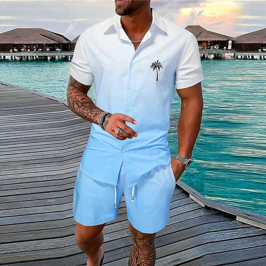 Gradient Coconut Tree 2pcs Shirts Sets