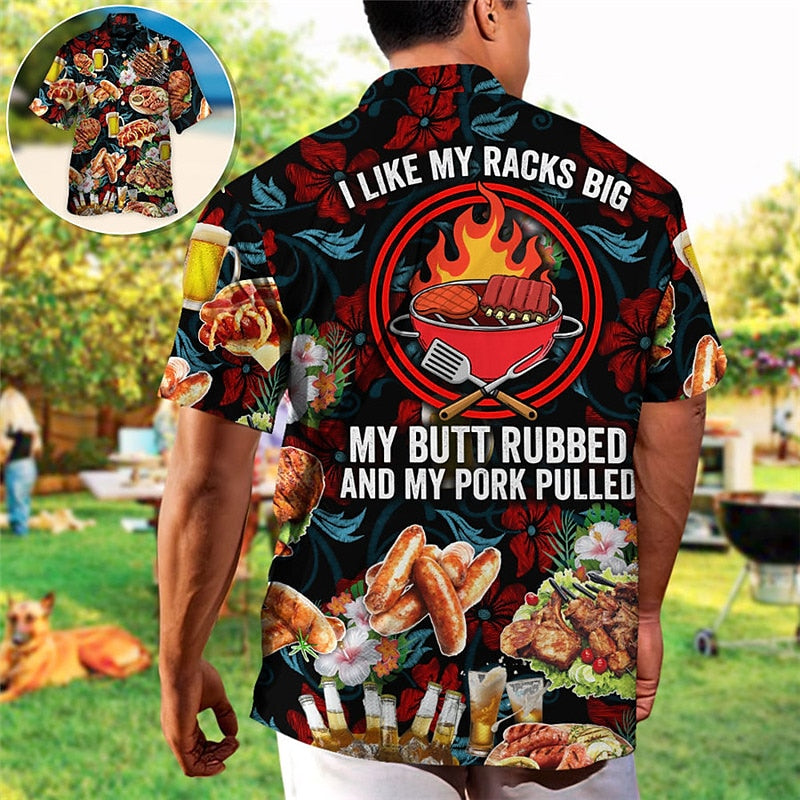 Food Letter Barbecue Aloha Shirt