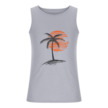 Coconut Tree V-Neck Tank Top