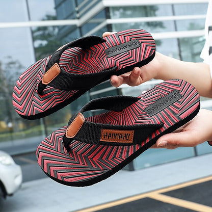 Red & Black Geometric Fashion Flip-Flops