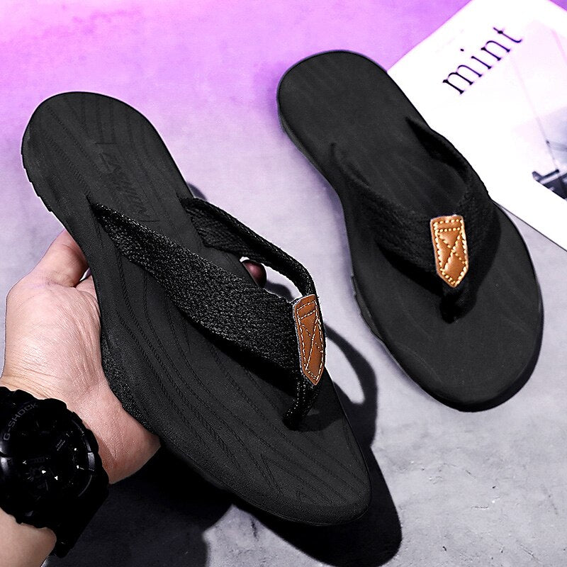 Casual Flip-Flops – Braided Straps & Textured Sole