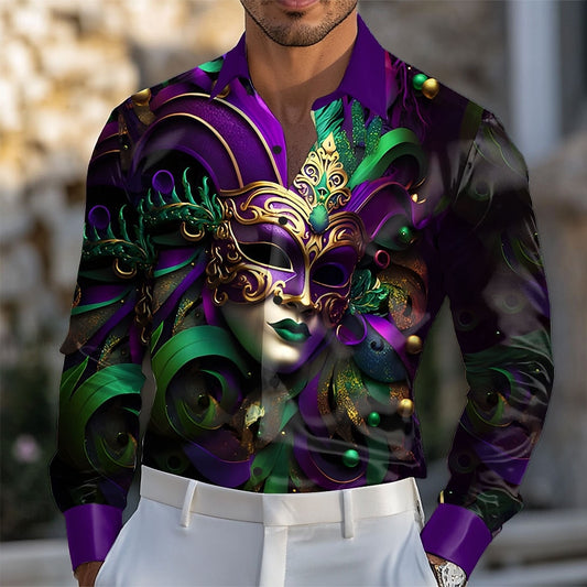 Mardi Gras Mask Satin Shirt