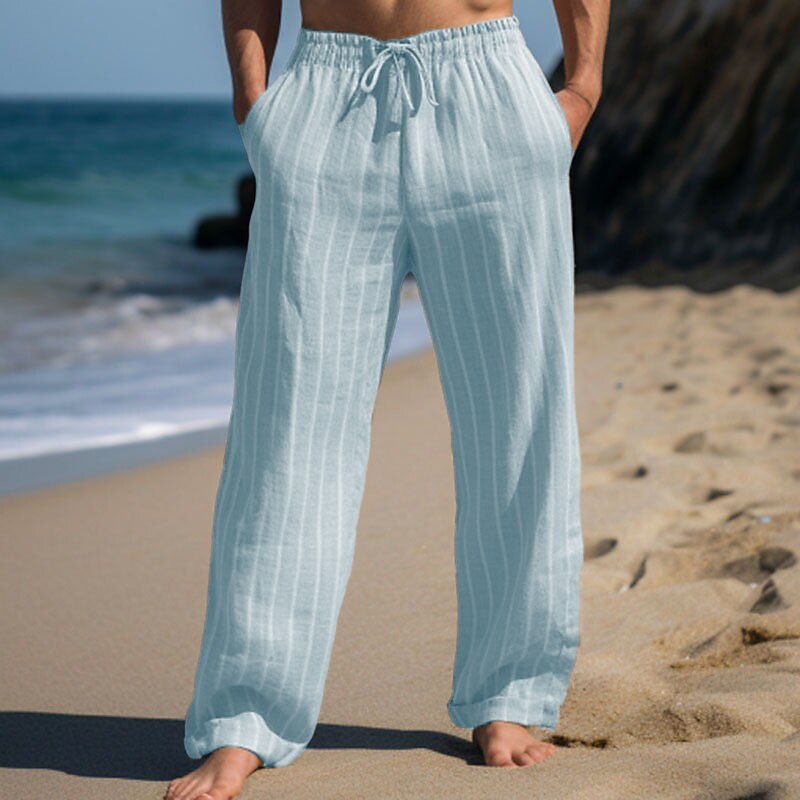 Striped Linen Drawstring Pants