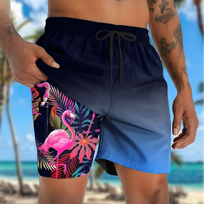 Flamingo Bird 2-in-1 Board Shorts