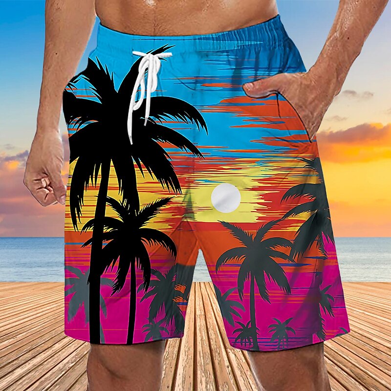 Graphic Coconut Tree Swimming Trunks Board Shorts