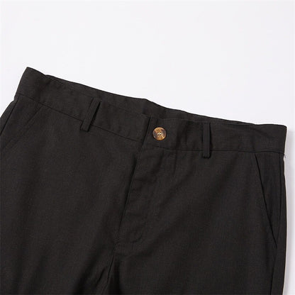 Linen Multi-Pocket Straight-Leg Pants