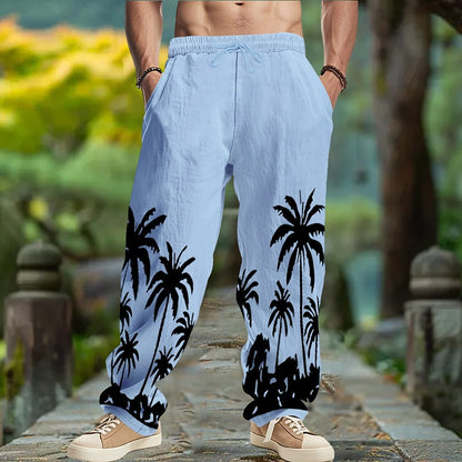 Coconut Tree Linen Baggy Pants
