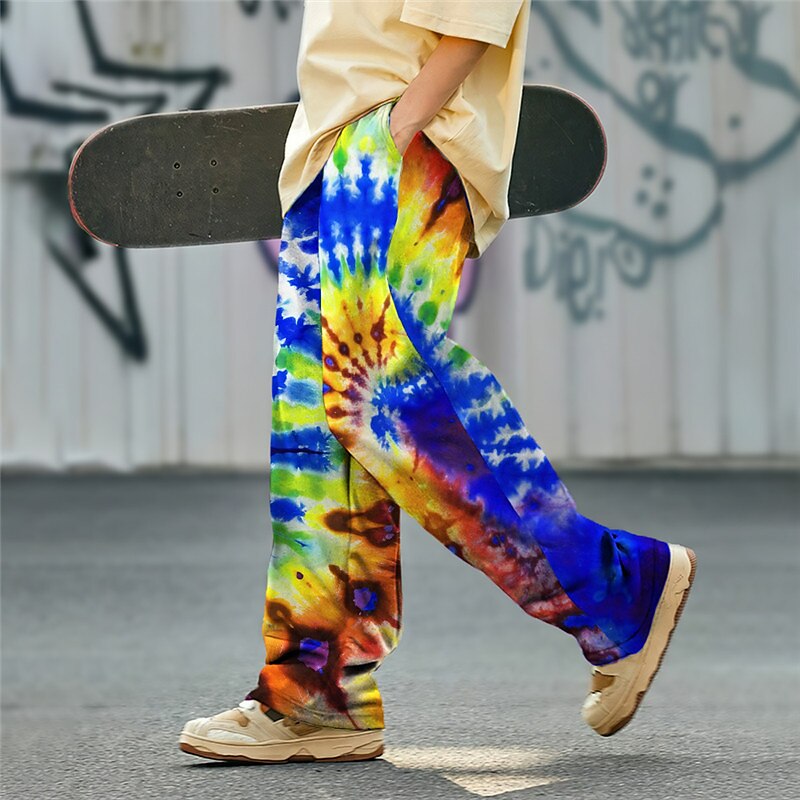 Pantalones con estampado abstracto en 3D y efecto tie-dye