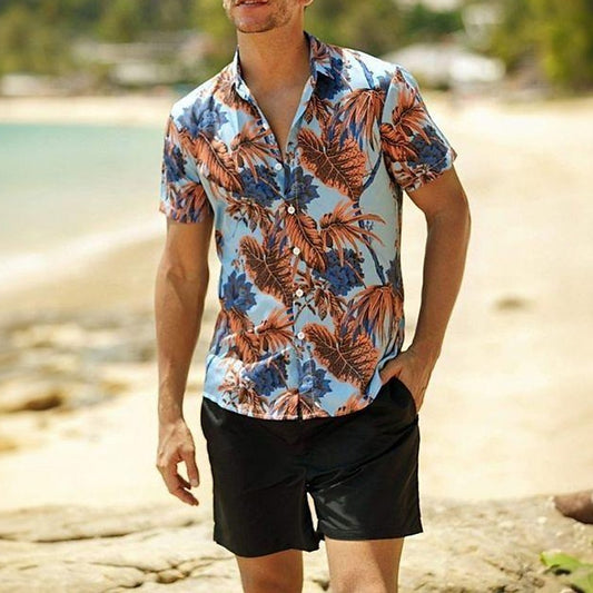Botanical Pattern Summer Casual Outdoor Shirt Set