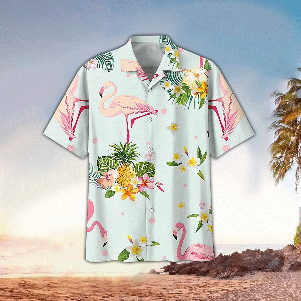 Flamingo Tropical Print Shirt