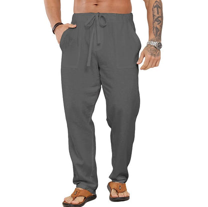 Linen Cotton Blend Beach Pants