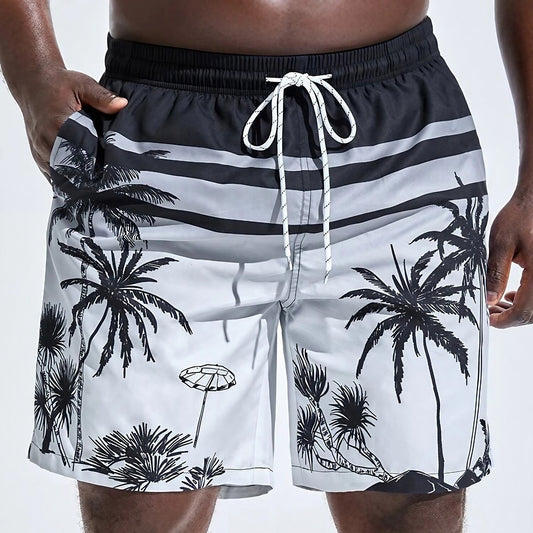 Coconut Tree Graphic Prints Swimming Shorts