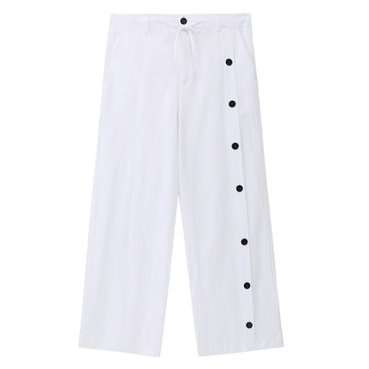 Classic Linen Ankle-Length Drawstring Pants