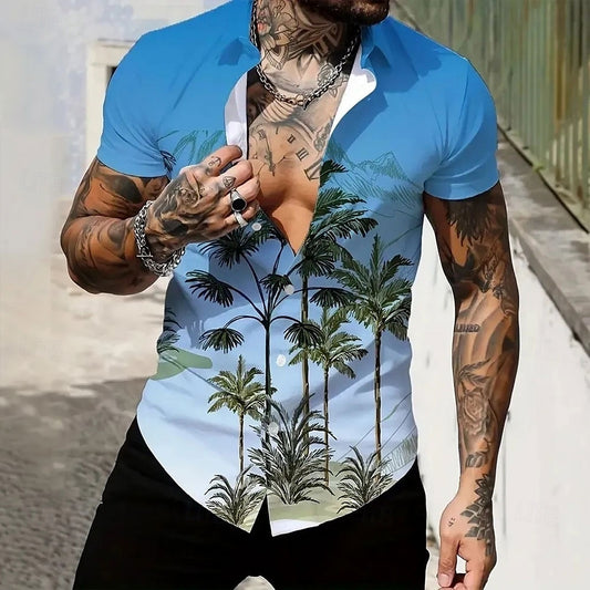 Gradient Coconut Tree Aloha Shirt