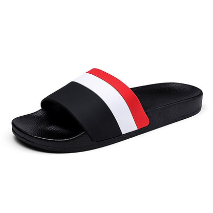 Sporty Slide Sandals with Red and White Stripes