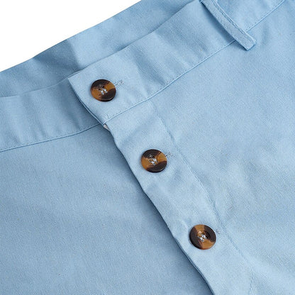 Linen Straight-Leg Business Pants