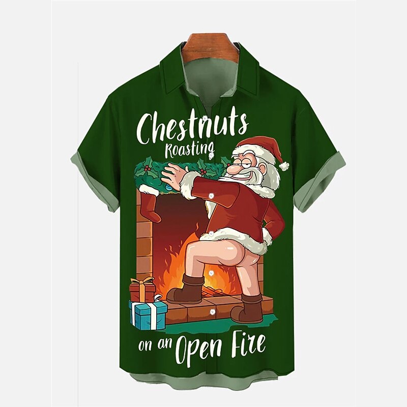 Camisetas estampadas de Papá Noel navideño