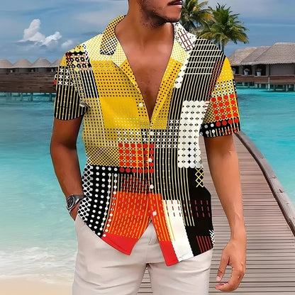 Geometric Print Cuban Shirt