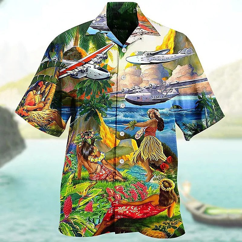 Parrot Print Camp Collar Shirt