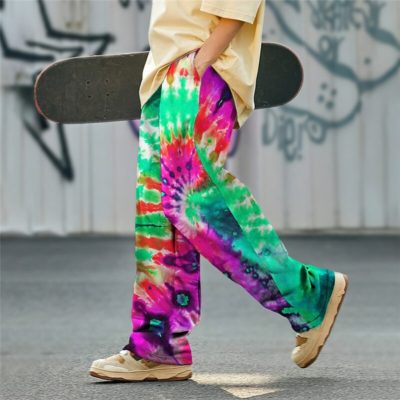 Pantalones con estampado abstracto en 3D y efecto tie-dye