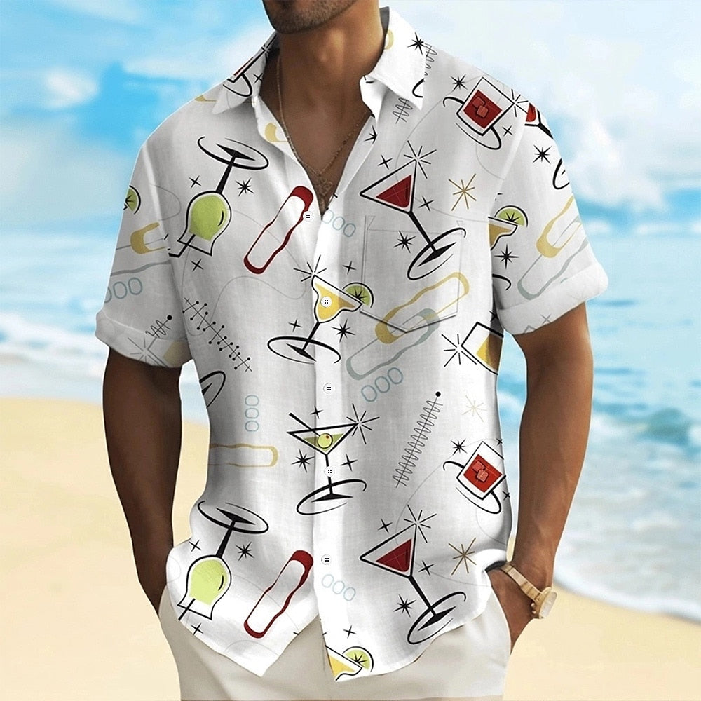 Wine Glass Drinks Hawaiian Shirt