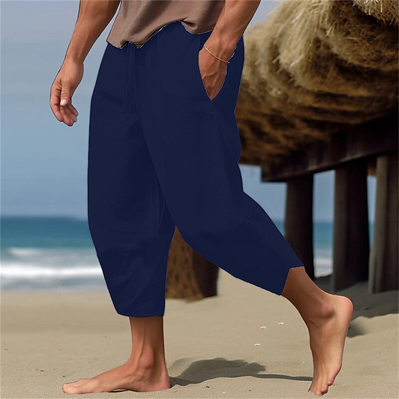 Linen Drawstring Capri Pants