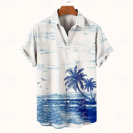 Camiseta con plantas tropicales, palmeras y cocoteros