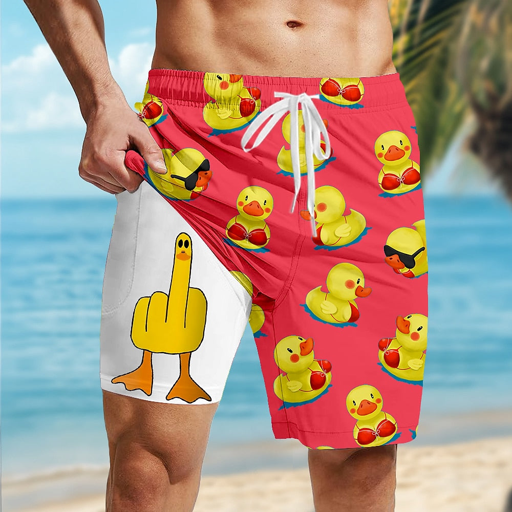 Little Yellow Duck 2-in-1 Board Shorts