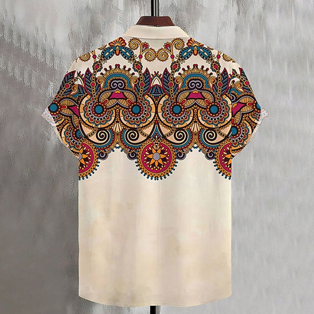 Ethnic Geometric Button Shirt