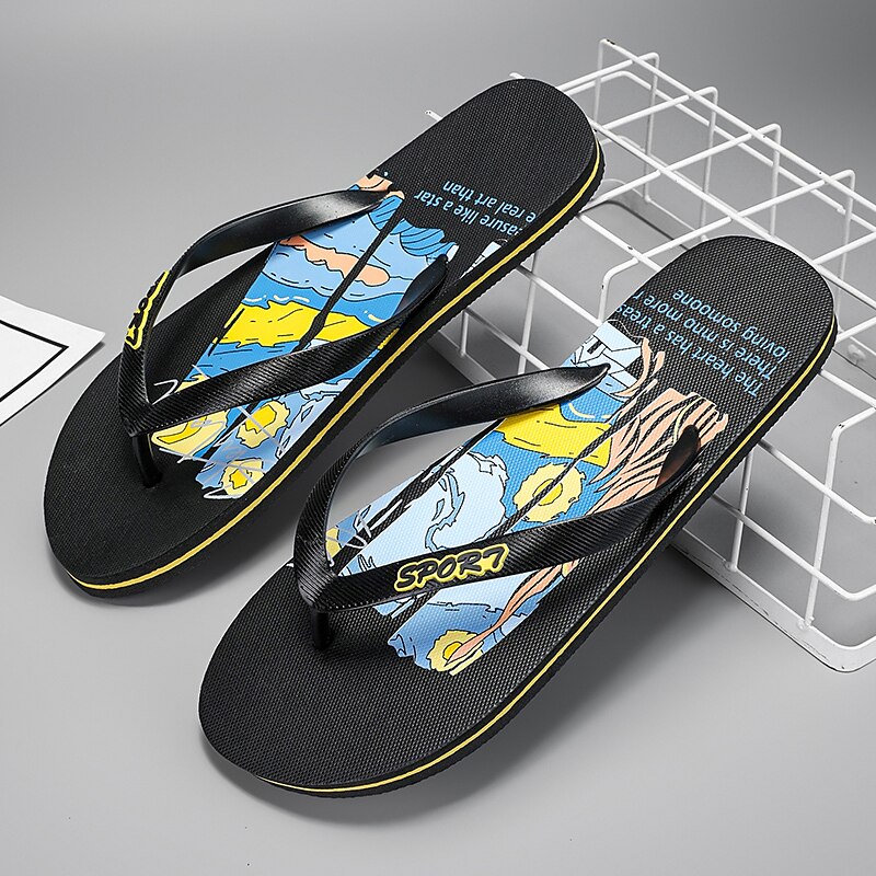 Artistic Flip-Flops – Blue & Yellow Print