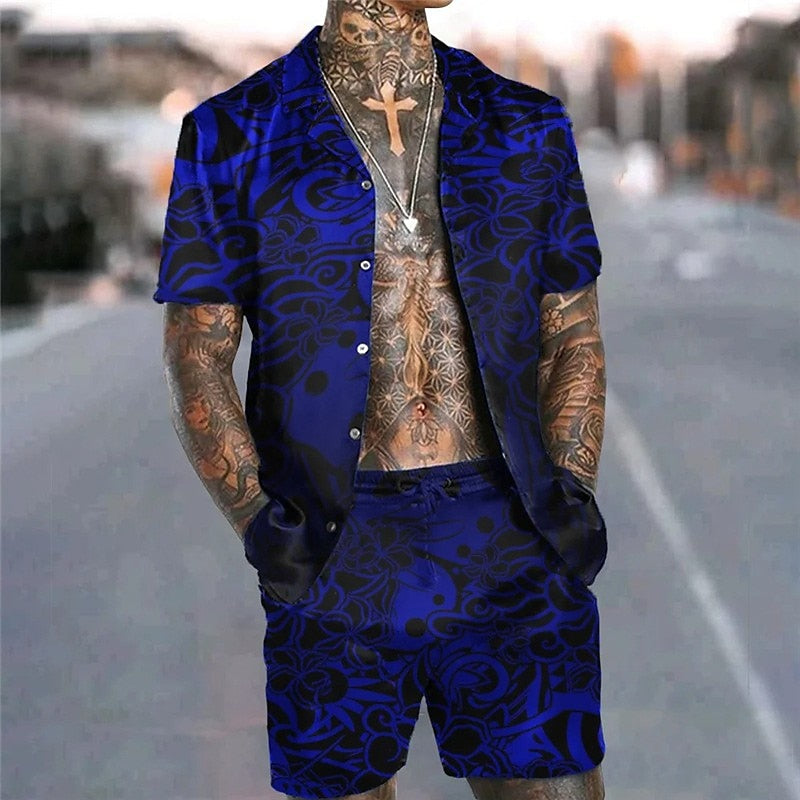 Hawaiian Vacation Print Shirt Set