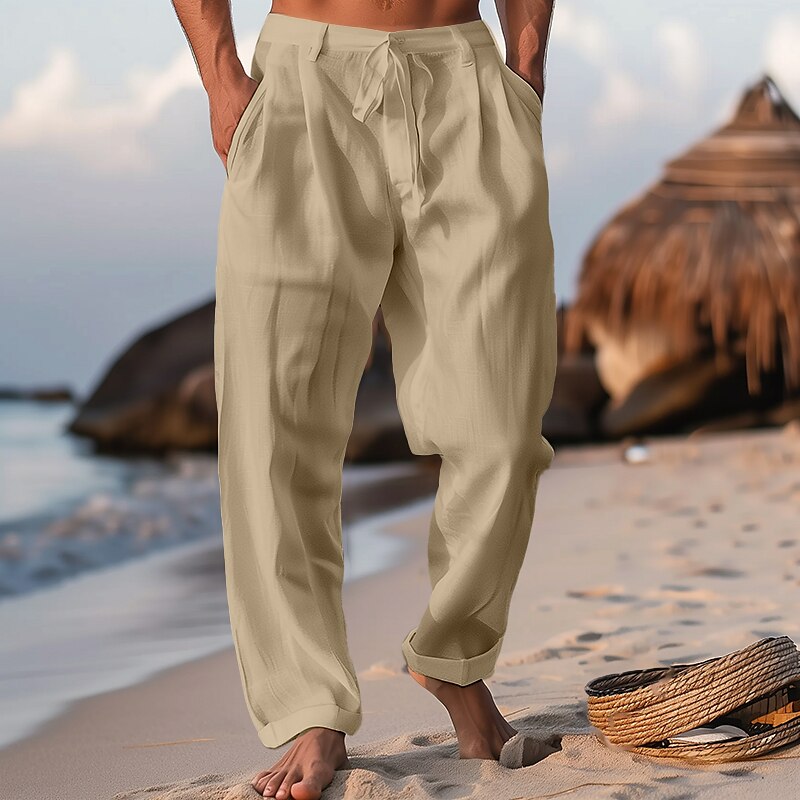 Classic Drawstring Pleat Summer Pants