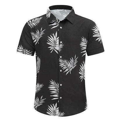 Camisa hawaiana de verano con estampado de árbol de coco y flores