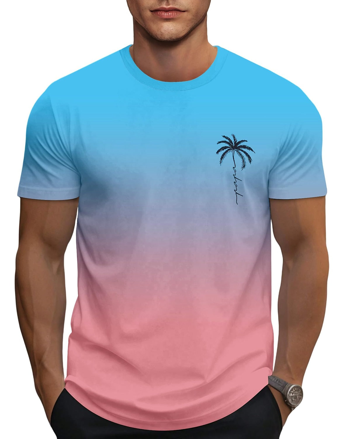 Coconut Tree Print T-Shirt Casual Top