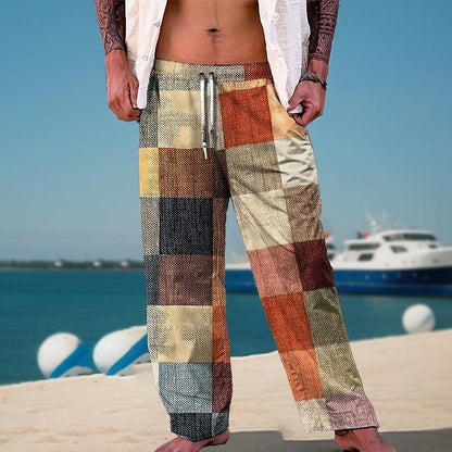 Pantalones con estampado 3D de cuadros hawaianos para vacaciones