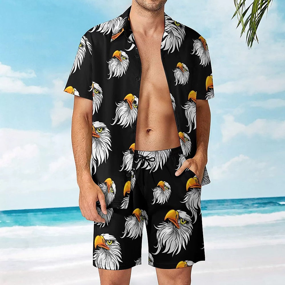 Eagle Print Shirt & Shorts Set