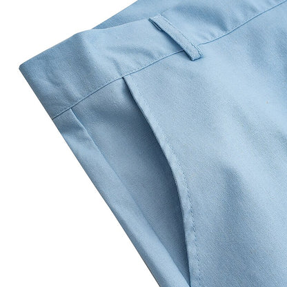 Linen Straight-Leg Business Pants