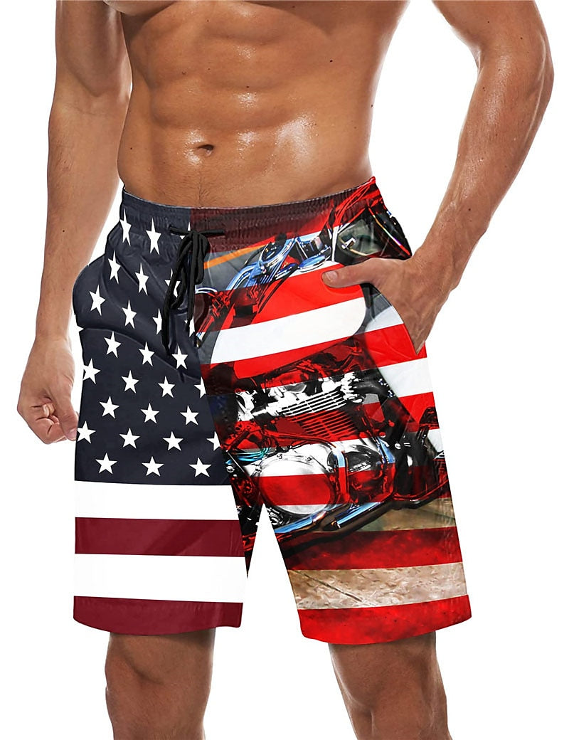 Graphic Prints American Flag Shorts