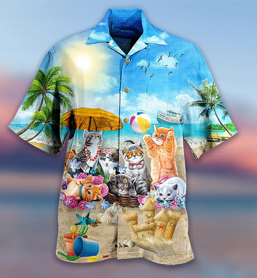 Cat Tropical Aloha Shirt