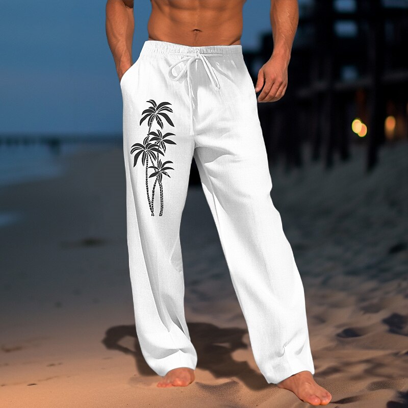 3D Coconut Tree Print Trousers