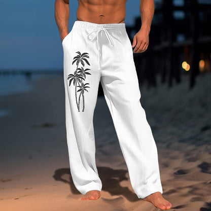 3D Coconut Tree Print Trousers
