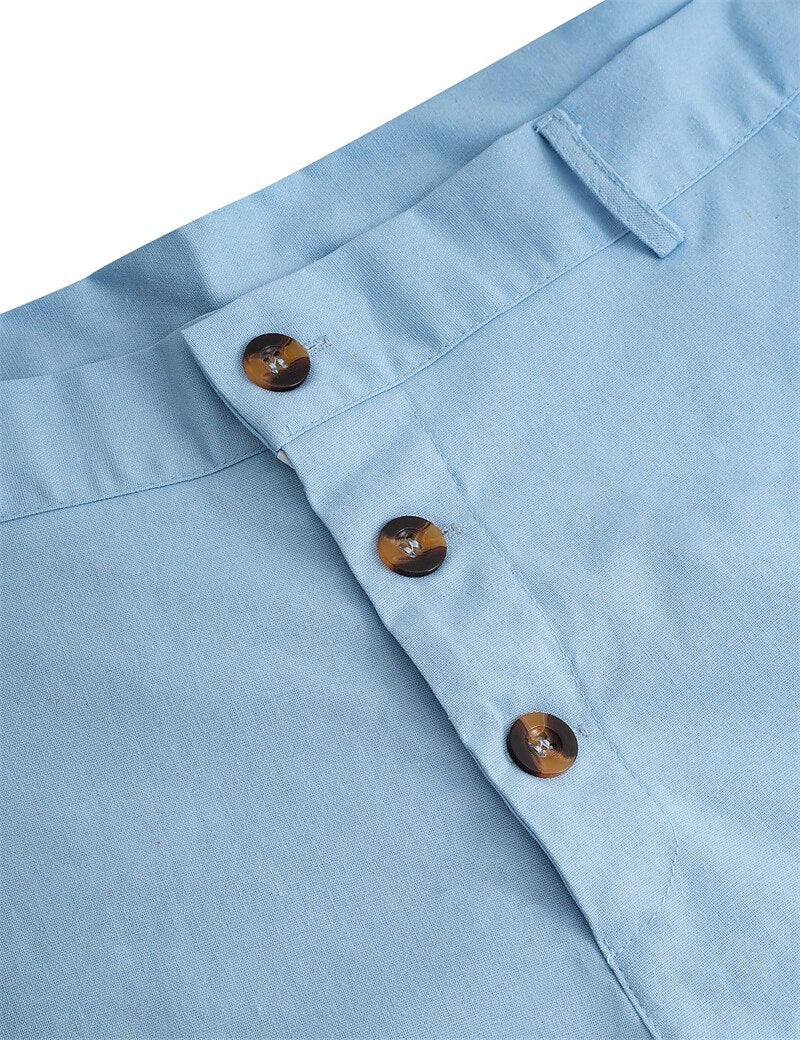 Linen Straight-Leg Business Casual Pants
