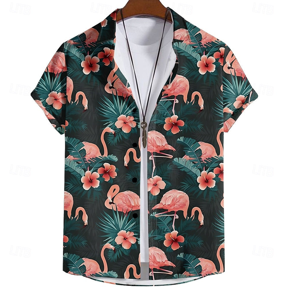 Flamingo Casual Summer Hawaiian Shirt