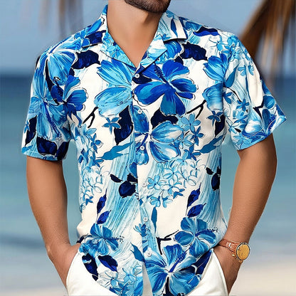 Blue Flower Hawaiian Style Shirt