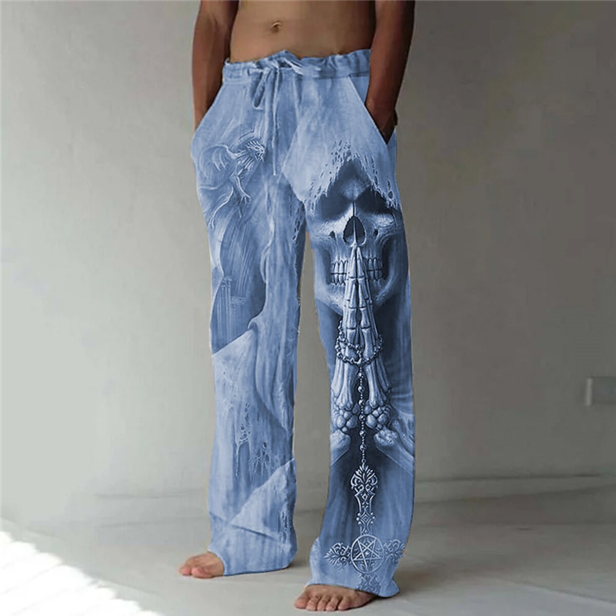 3D Graphic and Skull Design Trousers Pants