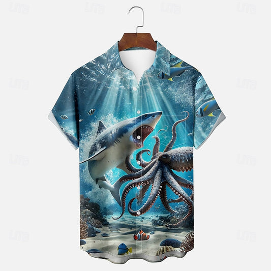 Shark Octopus Aloha Shirt