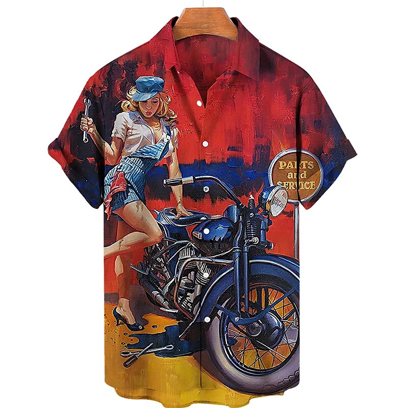 Letter Motorcycle Pin Up Girl Shirt