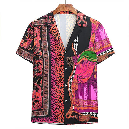 Summer Hawaiian Leopard Geometric Shirt