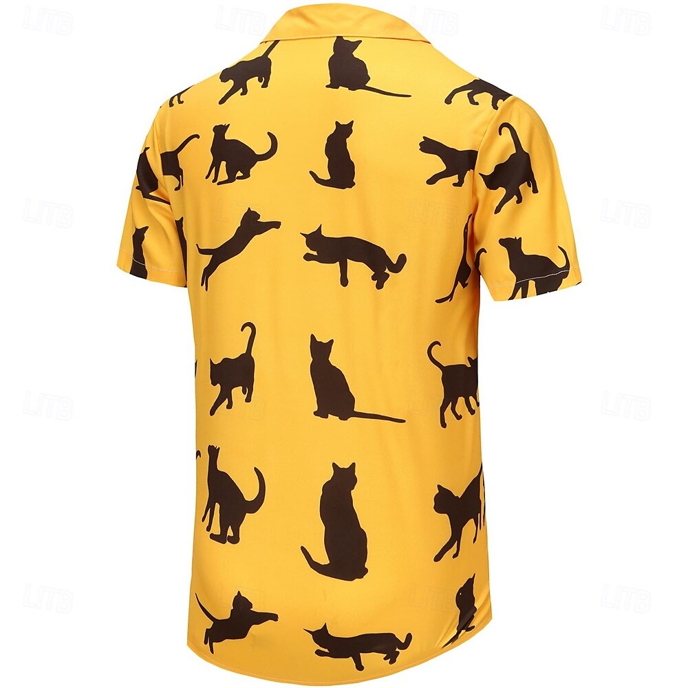 Retro 70s Disco Cat Aloha Shirt