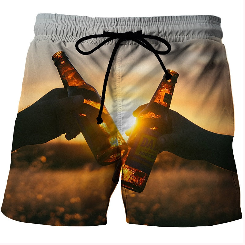 Graphic Prints Beer Swimming Trunks Board Shorts